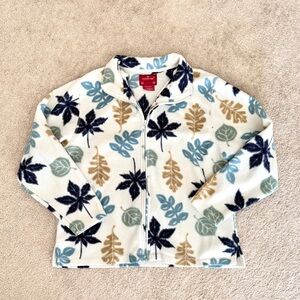 Northcrest Fall Leaves Blue, Green, & Brown Fleece Zip Up Sweatshirt